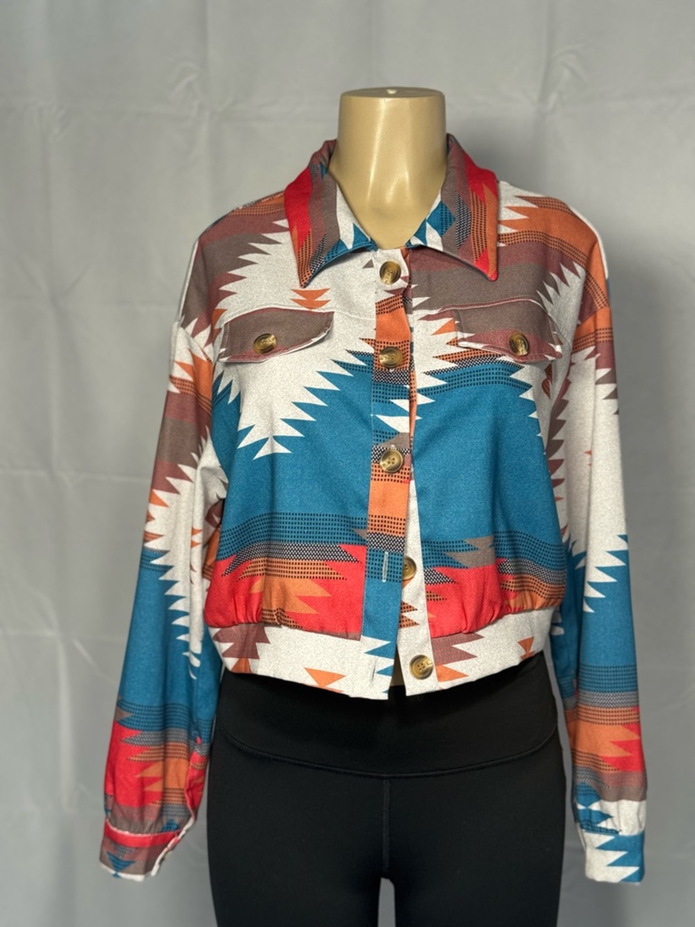 SHEIN White Lined Jacket with Blue Accent